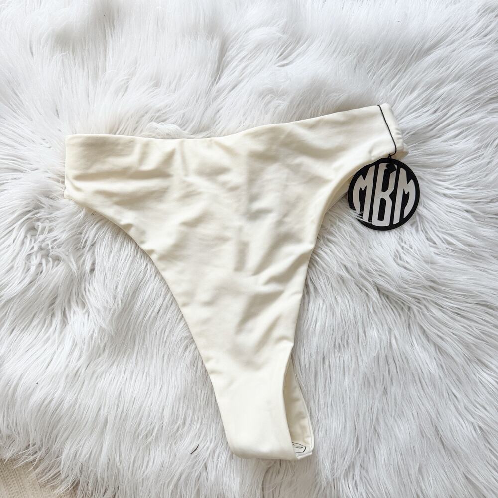 New MBM SWIM cream-colored high-cut bikini bottoms Large TS